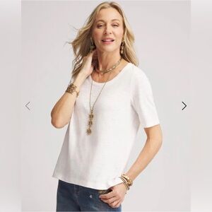 By Chico’s Size 2 (L) White Slub Scoop Neck Tee